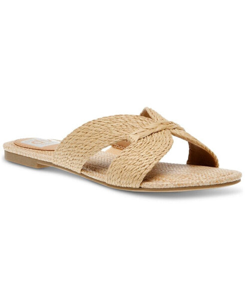 Women's Geeya Raffia Criss Cross Strap Flat Slide Sandals