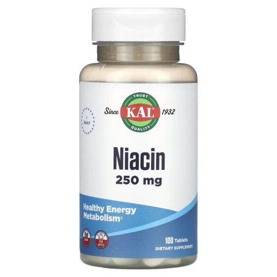 Витамины группы В KAL Niacin, 250 мг, 100 таблеток