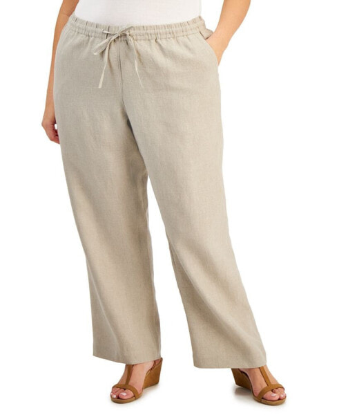 Plus Size Linen Cropped Pants, Created for Macy's