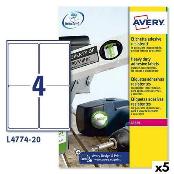 Этикетки для принтера Avery L4774 Белый 20 Листья 99,1 x 139 mm (5 штук)