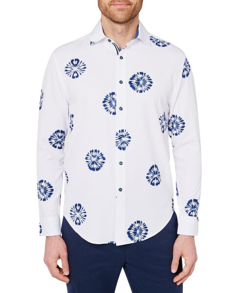 Men's Slim Fit Non-Iron Floral Performance Stretch Button-Down Shirt