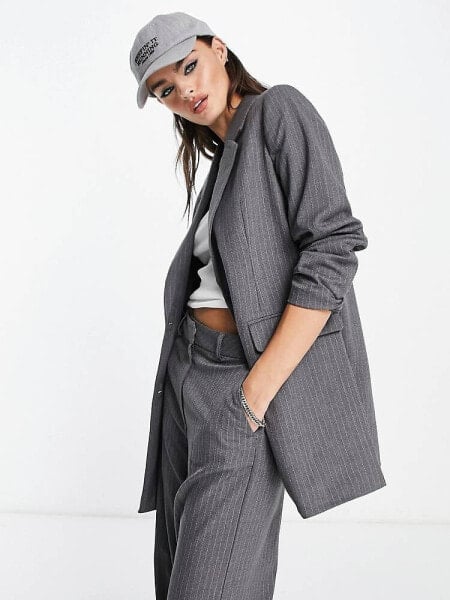 Selected Femme tailored pinstripe suit blazer co-ord in grey  