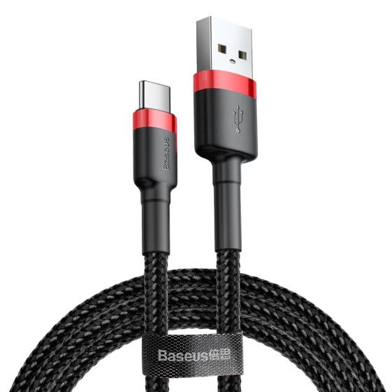 Wytrzymały elastyczny kabel przewód USB USB-C QC3.0 3A 1M czarno-czerwony