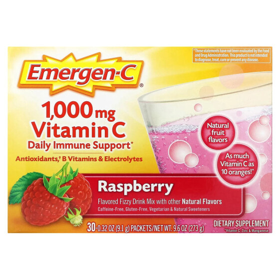 Витамин C, Малина, 1000 мг, 30 пакетиков по 9,1 г, Emergen-C