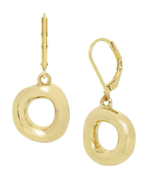 Gold-Tone Open Circle Drop Earrings