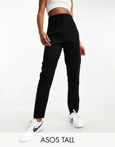 ASOS DESIGN Tall seamed waist tailored trouser in black