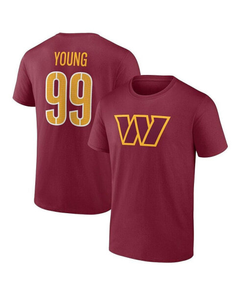 Men's Chase Young Burgundy Washington Commanders Player Icon Name and Number T-shirt