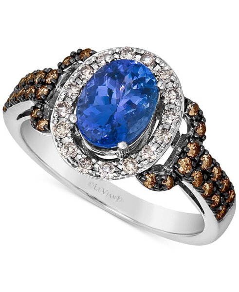 Blueberry Tanzanite (1 ct. t.w.) & Diamond (1/2 ct. t.w.) Halo Ring in 14k White Gold