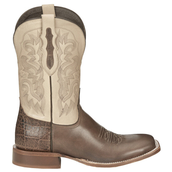 Tony Lama Jinglebob Embroidered Square Toe Cowboy Mens Beige, Brown Casual Boot