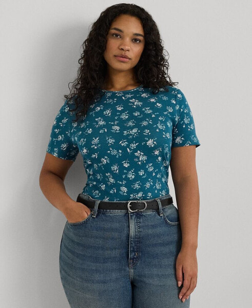 Plus Size Floral Crewneck Tee