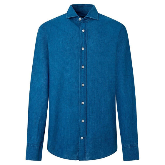 HACKETT Indigo Cot Lin Htooth long sleeve shirt