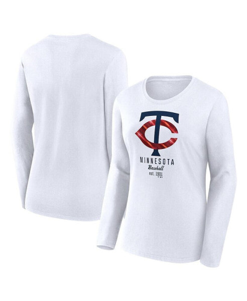 Women's White Minnesota Twins Long Sleeve T-shirt