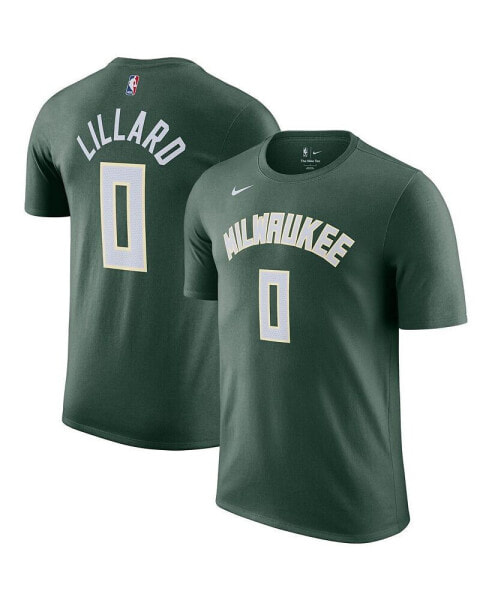 Men's Damian Lillard Hunter Green Milwaukee Bucks Name and Number T-shirt