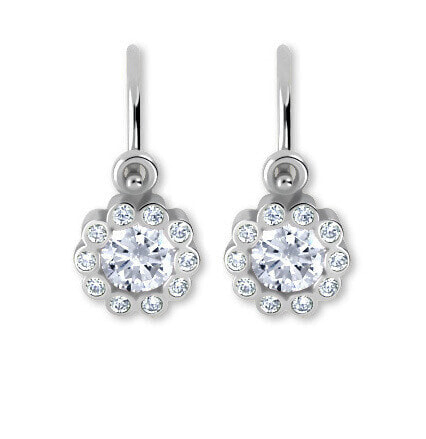 Children´s white gold earrings with crystals Flower 239 001 00292 07