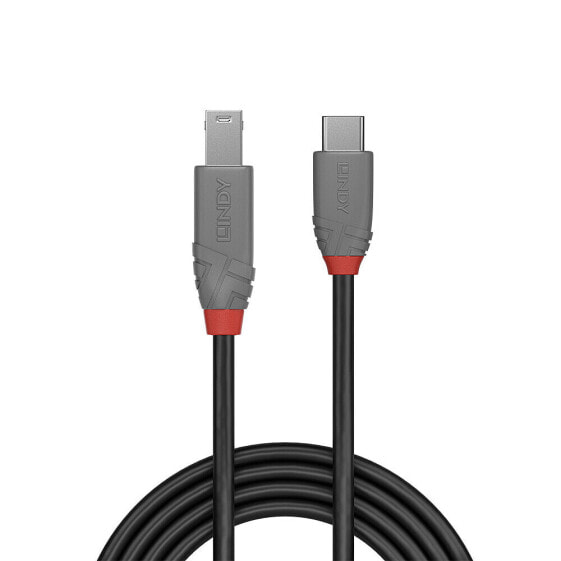 Lindy 1m USB 3.2 Type C to B Cable - Anthra Line - 1 m - USB C - USB B - USB 3.2 Gen 1 (3.1 Gen 1) - 500 Mbit/s - Black