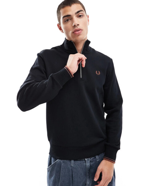 Fred Perry half zip sweatshirt in black