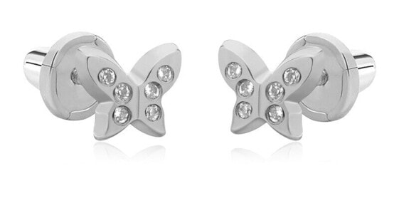 Playful white gold earrings Butterfly with zircons 14/819.151/17ZIR