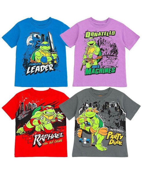 Toddler Boys Leonardo Michelangelo Raphael Donatello 4 Pack T-Shirts to