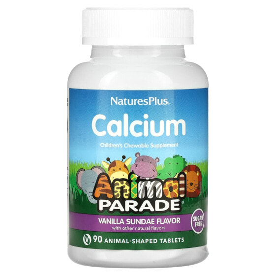 Animal Parade, Calcium Children’s Chewable Supplement, Vanilla Sundae, Sugar Free, 90 Animal-Shaped Tablets