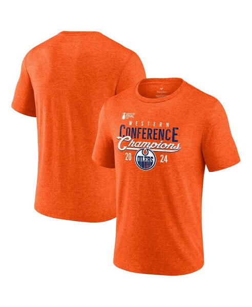 Men's Heather Orange Edmonton Oilers 2024 Western Conference Champions Tri-Blend T-Shirt