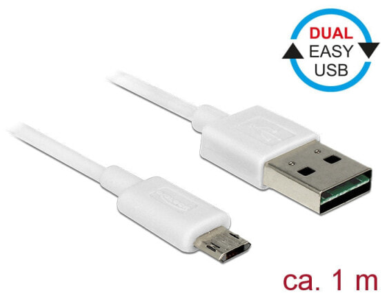 Delock 84807 - 1 m - USB A - Micro-USB B - USB 2.0 - 480 Mbit/s - White