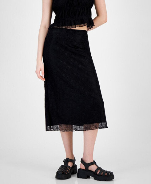 Juniors' Lace-Overlay Slip Skirt