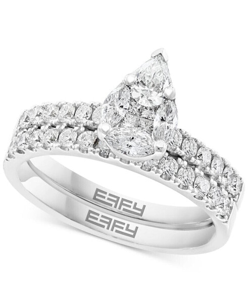 EFFY® Diamond Pear-Shaped Cluster Bridal Set (1-1/20 ct. t.w.) in 14k White Gold