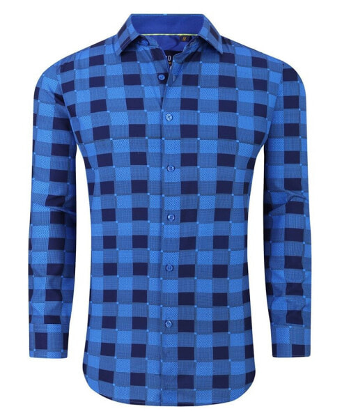 Men's Plaid Four-Way Stretch Button Down Slim Fit Shirt