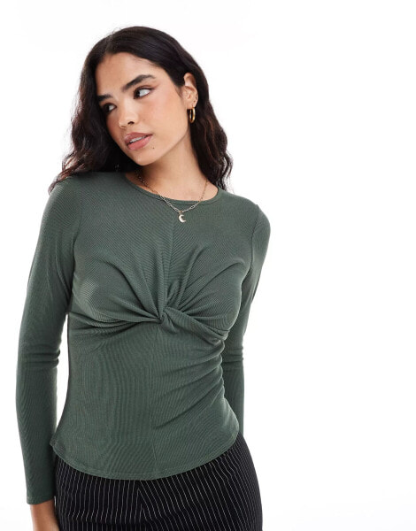 Closet London twist front top in Khaki