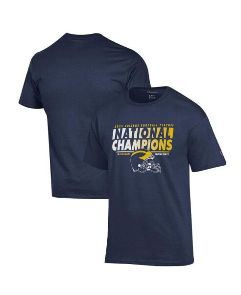 Men's Navy Michigan Wolverines College Football Playoff 2023 National Champions Helmet T-shirt