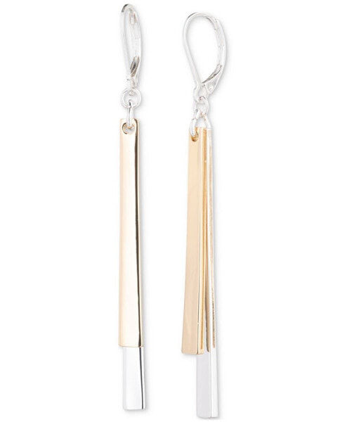 Two-Tone Layered Bar Linear Drop Earrings