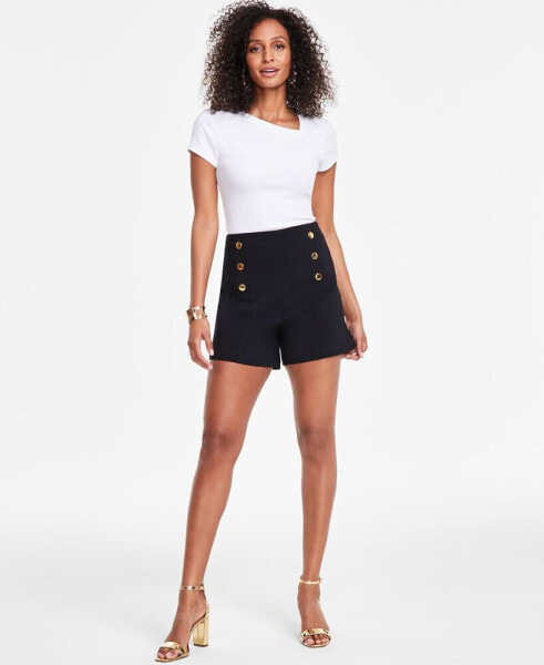 Women's High-Rise Button-Trim Shorts, Created for Macy's