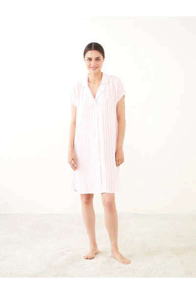 Пижама LC Waikiki Striped Short-Sleeved Viscose Nightgown