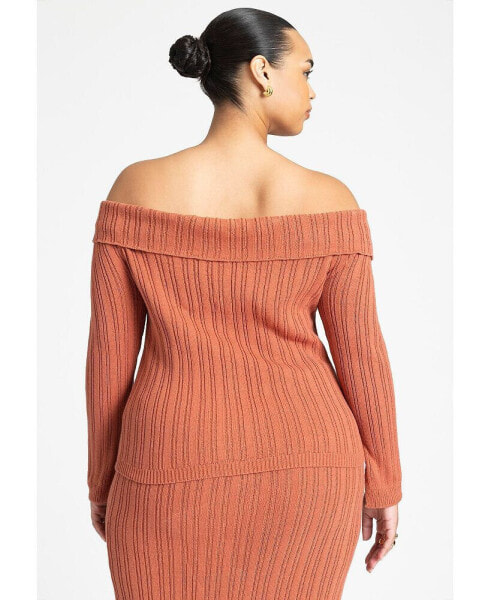 Plus Size Off The Shoulder Sweater With Sleeve Slits