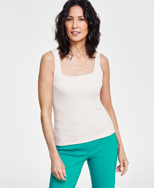 Women's Square Neck Rib Tank, Created for Macy's