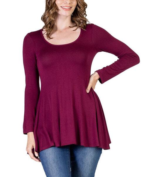 Women's Long Sleeve Swing Style Flare Tunic Top