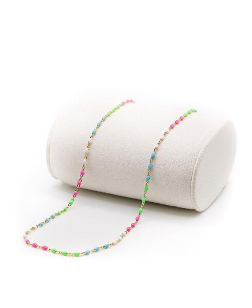 Non-Tarnishing 14k Gold-Filled Chain with Rainbow Enamel Necklace