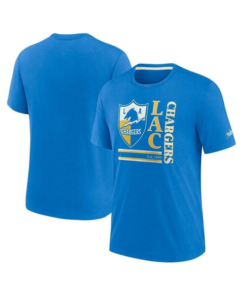 Men's Powder Blue Los Angeles Chargers Wordmark Logo Tri-Blend T-shirt