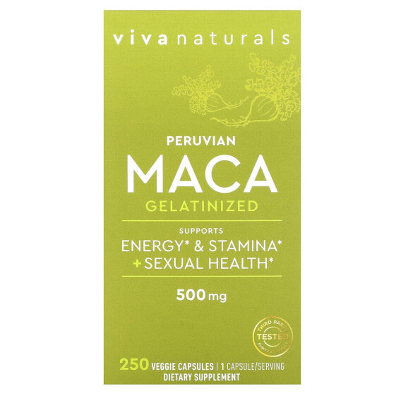 Травяные капсулы Viva Naturals Maca Gelatinized 500 мг, 250 шт