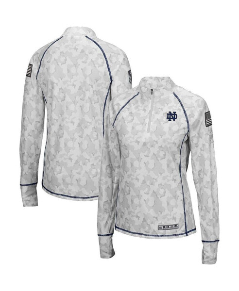 Свитшот Colosseum женский Notre Dame Fighting Irish OHT Military-Inspired Arctic Camo Lightweight 1/4-Zip - белый