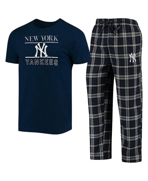 Men's Navy, Gray New York Yankees Lodge T-shirt and Pants Sleep Set