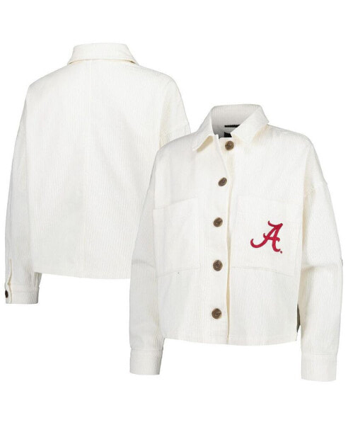 Women's White Alabama Crimson Tide Corduroy Button-Up Jacket