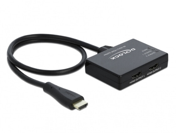 Разъем HDMI Delock 87747 - HDMI - 2x HDMI - 3840 x 2160 пикселей - черный - пластик - 4K Ultra HD.