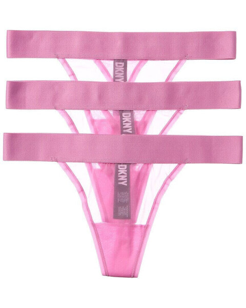 Dkny 3Pk Sheer Thong Women's Purple Xl