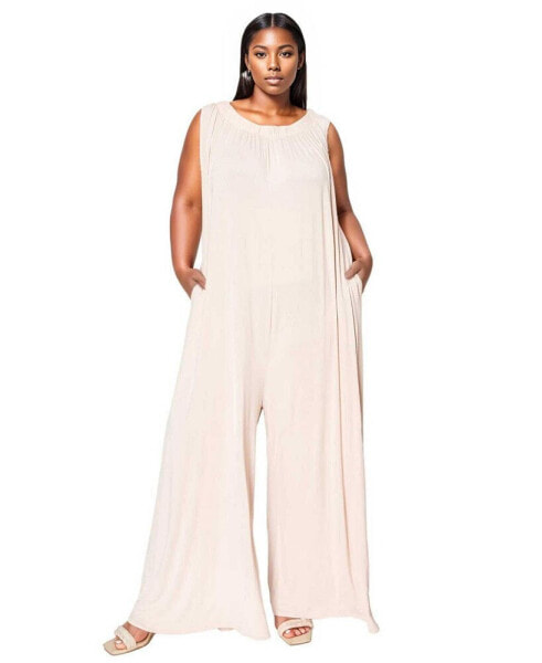 Plus Size Olson Wide Leg Pocket Jumpsuit