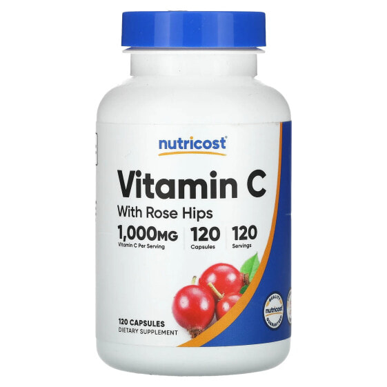 Nutricost, витамин C с шиповником, 120 капсул