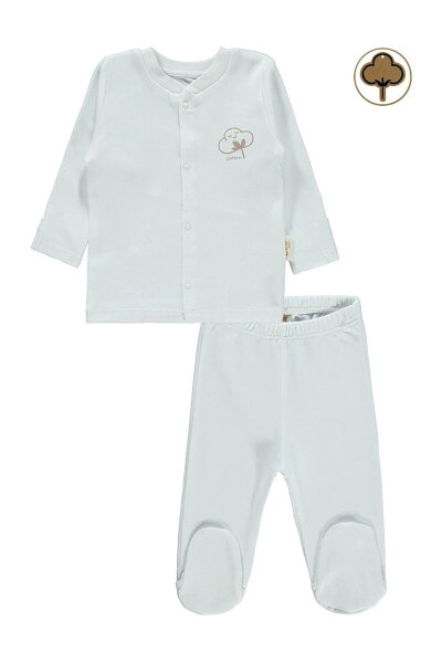 Bebek Organik Pijama Takımı Beyaz