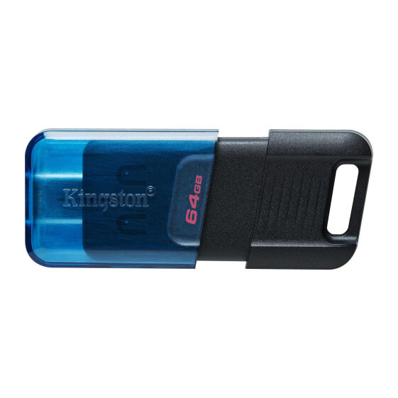 Kingston DataTraveler 80 - 64 GB - USB Type-C - 3.2 Gen 1 (3.1 Gen 1) - 200 MB/s - Cap - Black - Blue