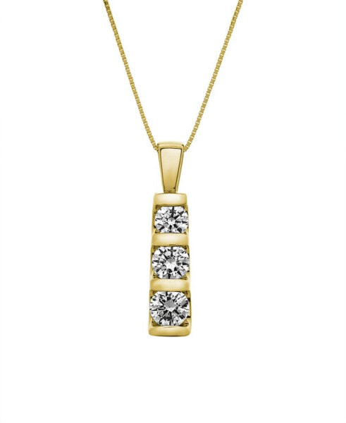 Macy's three-Stone Diamond Pendant Necklace in 14k White Gold or 14k Yellow Gold (1/2 ct. t.w.)