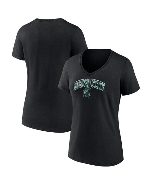 Women's Black Michigan State Spartans Evergreen Campus V-Neck T-shirt